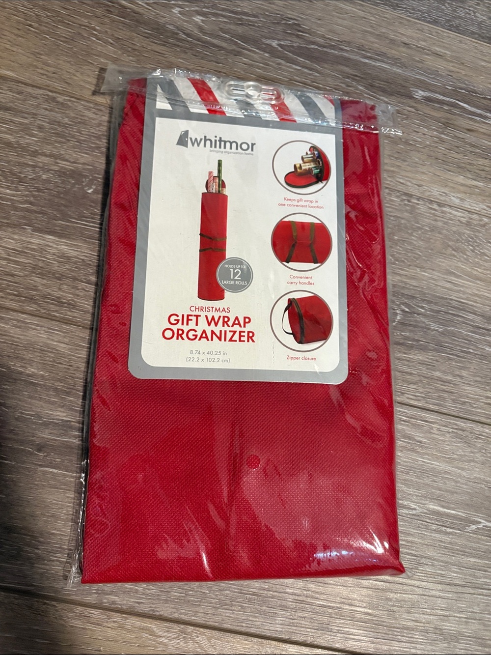 NIB Red Gift Wrap Organizer Bag